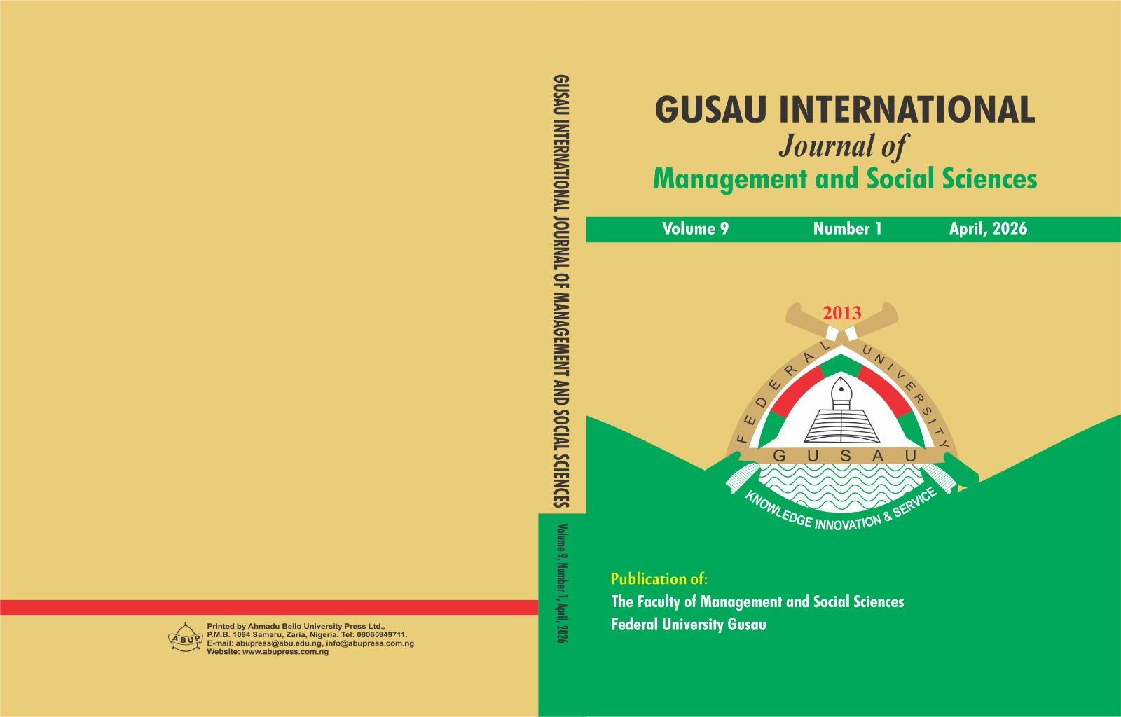 					View Vol. 9 No. 1 (2026): Gusau International Journal of Management and Social Sciences
				